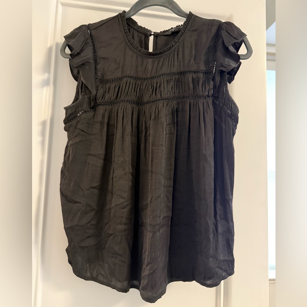 Liverpool Flutter Sleeve Top Black Size S